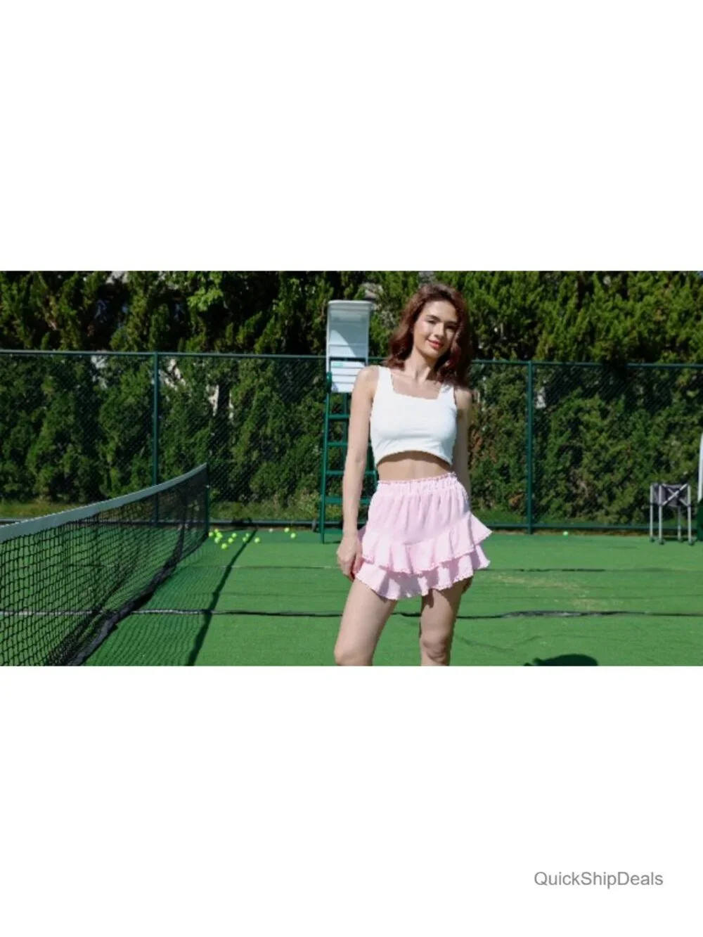 Women's Ruffle Tiered Skort Flowy High Waist Skirt with Shorts
